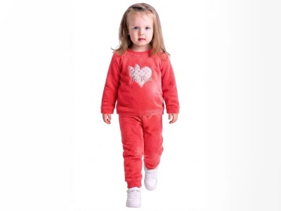 Toptan LİZARD Kalp Nakışlı Well Soft Peluş Kız Takım  NARÇİÇEĞİ - Beniz Bebe