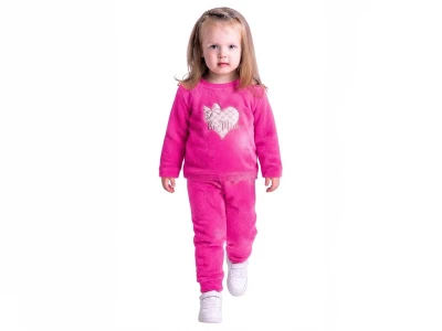 Toptan LİZARD Kalp Nakışlı Well Soft Peluş Kız Takım  PEMBE - Beniz Bebe