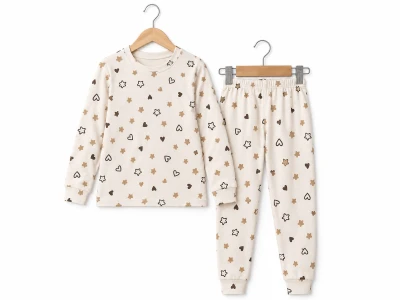 Toptan SÜPERMİNİ  Kalp & Yıldız Desenli Kız Pijama Takım  - Toptan Çocuk Giyim Beniz Kids