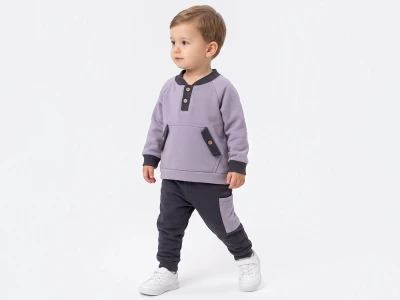 Toptan BAM-BİNO Kanguru Cepli Erkek Bebe Takım  - Toptan Çocuk Giyim Beniz Kids