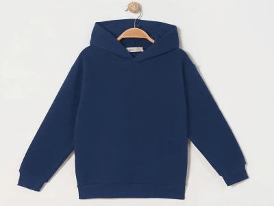 Toptan RUHAT KİDS Kanguru Cepli Siyah Kapşonlu 3 İp Şardonlu Erkek Sweat  Navy blue - Beniz Bebe