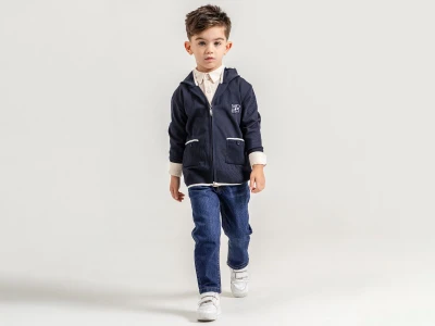 Toptan YAVRUCAK Kapşonlu 3'lü Erkek Çocuk Takım Navy blue - Beniz Bebe