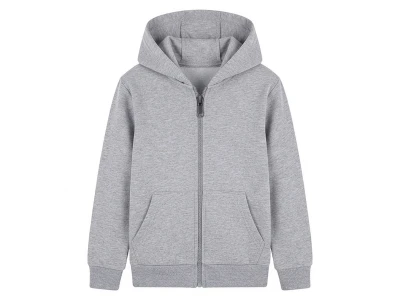 Toptan MARS Kapşonlu Kanguru Cepli Şardonlu 3 İp Unisex Okul Hırka GRİ - Beniz Bebe