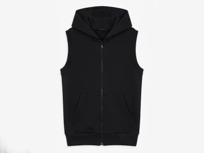Toptan MARS Kapşonlu Şardonlu 3 İp Unisex Okul Yelek SİYAH - Beniz Bebe