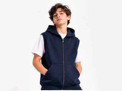 Toptan MARS Kapşonlu Şardonlu 3 İp Unisex Okul Yelek LACİVERT - Beniz Bebe