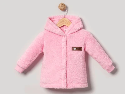 Toptan AYYILDIZ BEBE Kapşonlu Wellsoft Erkek Bebek Hırka PEMBE - Beniz Bebe