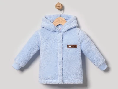Toptan AYYILDIZ BEBE Kapşonlu Wellsoft Erkek Bebek Hırka MAVİ - Beniz Bebe