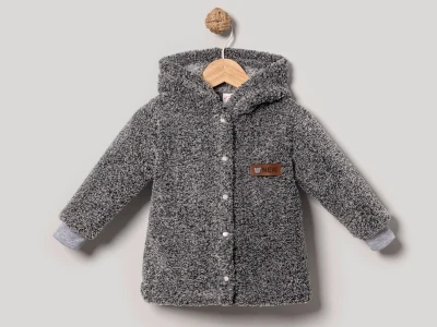 Toptan AYYILDIZ BEBE Kapşonlu Wellsoft Erkek Bebek Hırka GRİ - Beniz Bebe