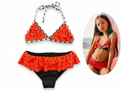 Karpuz Desenli Kız Mayo Bikini Takım