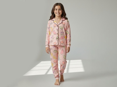 Karpuz Desenli Yakalı Kız Pijama Takım