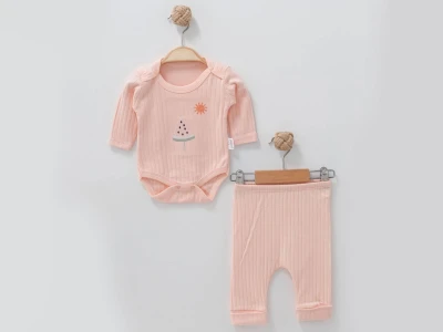 Toptan NAYINOM Karpuz Dondurma Baskılı Kız Bebe Takım  - Toptan Çocuk Giyim Beniz Kids