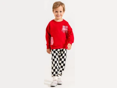 Toptan HARBY Kaykay Baskılı 3 İp Şardonsuz Erkek Takım  - Toptan Çocuk Giyim Beniz Kids