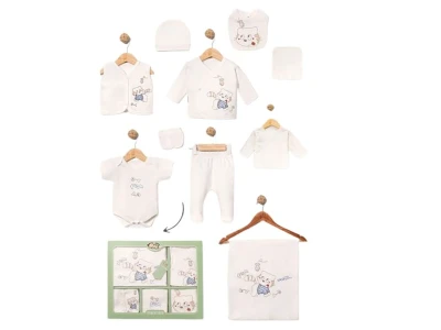 Toptan BABY ZUHU Kedi Balık Detay 10'lu Hastane Çıkışı Erkek Bebek Zıbın Set - Toptan Çocuk Giyim Beniz Kids