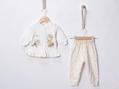 Kedi Baskılı Kız Bebe Pijama Takım