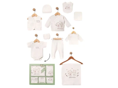 Toptan BABY ZUHU Kedi Tavşan Detay 10'lu Hastane Çıkışı Kız Bebek Zıbın Set - Toptan Çocuk Giyim Beniz Kids