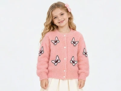 Toptan TOLGA KİDS Kelebek Detay Kız Çocuk Hırka - Toptan Çocuk Giyim Beniz Kids