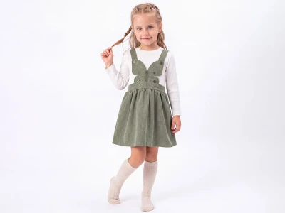 Toptan ÇİLEK BEBE Kelebek Detaylı Kadife Kız Bebe Salopet Takım - Toptan Çocuk Giyim Beniz Kids
