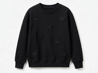 Toptan İ-CAN Kelebek Detaylı Kız Sweat Black - Beniz Bebe