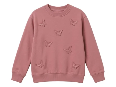 Toptan İ-CAN Kelebek Detaylı Kız Sweat GÜLKURUSU - Beniz Bebe