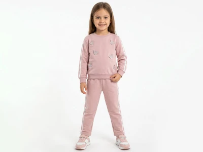 Toptan LADY GOLD Kelebek Nakışlı Kız Takım  GÜLKURUSU - Beniz Bebe
