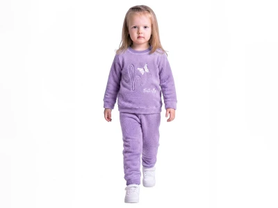 Toptan LİZARD Kelebek Nakışlı Well Soft Peluş Kız Takım  LİLA - Beniz Bebe
