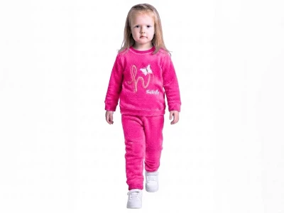 Toptan LİZARD Kelebek Nakışlı Well Soft Peluş Kız Takım  PEMBE - Beniz Bebe