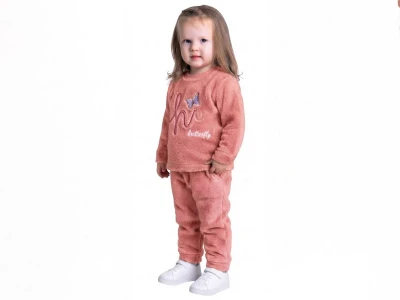Toptan LİZARD Kelebek Nakışlı Well Soft Peluş Kız Takım  - Toptan Çocuk Giyim Beniz Kids
