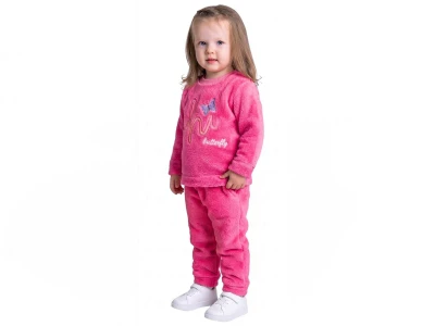 Toptan LİZARD Kelebek Nakışlı Well Soft Peluş Kız Takım  PEMBE - Beniz Bebe