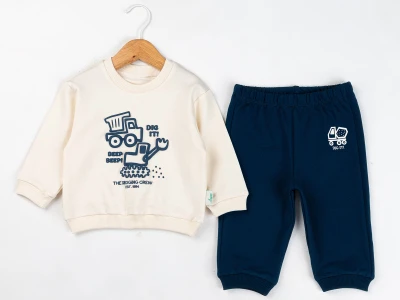 Toptan COMİX Kepçe Baskılı Erkek Bebe Takım  - Toptan Çocuk Giyim Beniz Kids
