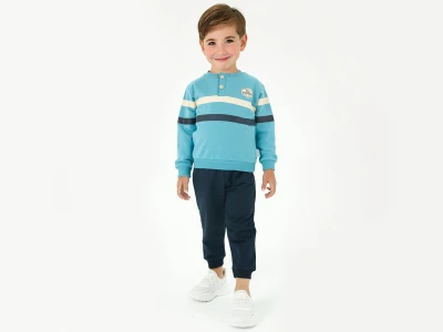 Toptan BICIR KİDS Kids Club Baskılı Erkek Takım  MAVİ - Beniz Bebe