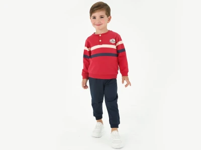 Toptan BICIR KİDS Kids Club Baskılı Erkek Takım  KIRMIZI - Beniz Bebe
