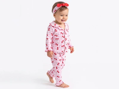 Toptan DOLAŞ Kiraz Baskılı Kız Bebe Pijama Takım - Toptan Çocuk Giyim Beniz Kids