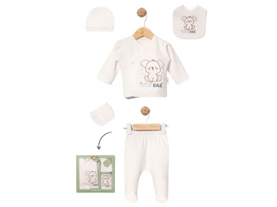 Toptan BABY ZUHU Koala Detay 5'li Hastane Çıkışı Erkek Bebek Zıbın Set - Toptan Çocuk Giyim Beniz Kids