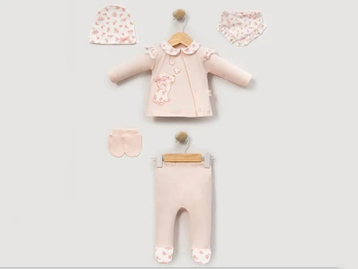 Köpek Baskılı Kız Bebe 5li Set