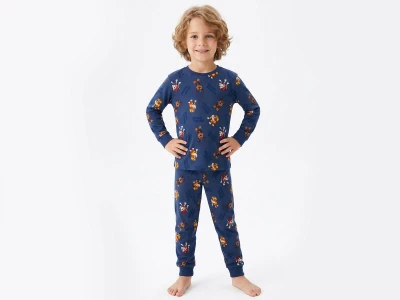 Toptan İSOBEL Köpek Desenli Erkek Pijama Takım  - Toptan Çocuk Giyim Beniz Kids