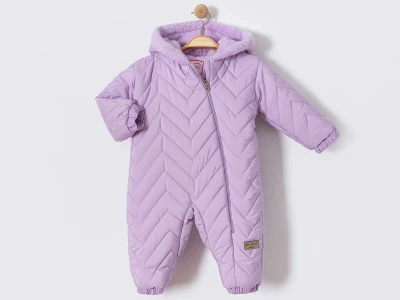 Toptan CRİSPY Kozmonot Çizgi Desenli Kız Bebe Mont  LİLA - Beniz Bebe