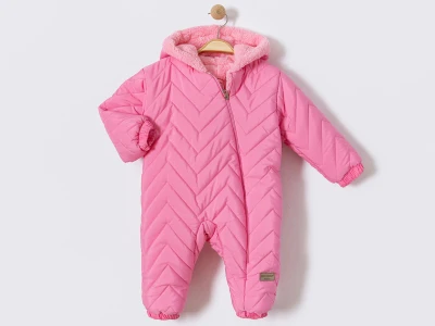 Toptan CRİSPY Kozmonot Çizgi Desenli Kız Bebe Mont  PEMBE - Beniz Bebe