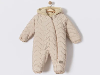 Toptan CRİSPY Kozmonot Çizgi Desenli Kız Bebe Mont  BEJ - Beniz Bebe