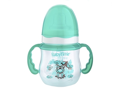 Toptan BABY TİME Kulplu Damla Akıtmaz Alıştırma Bardağı Green - Beniz Bebe
