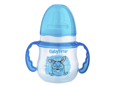 Toptan BABY TİME Kulplu Damla Akıtmaz Alıştırma Bardağı BLUE - Beniz Bebe