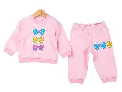 Toptan COMİX Kurdele Detay Kız Bebek Takım PEMBE - Beniz Bebe