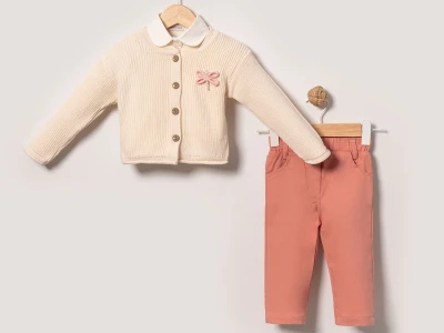 Toptan EYMUS Kurdele Detay Trikolu 3'lü Kız Bebek Takım - Toptan Çocuk Giyim Beniz Kids