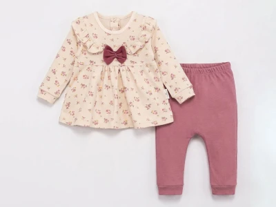 Toptan MİNİMAİ Kurdele Detaylı Kız Bebek Takım - Toptan Çocuk Giyim Beniz Kids