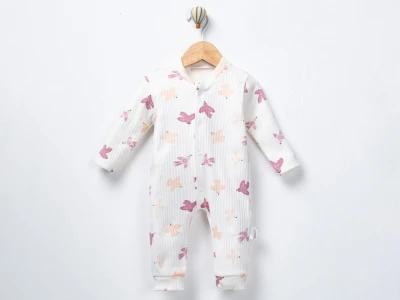Kuş Desenli Kız Bebe Tulum