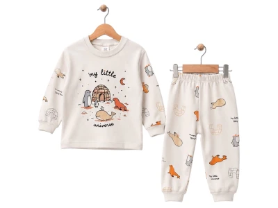 Toptan SÜPERMİNİ Kutup Detay Pijama Takımı - Toptan Çocuk Giyim Beniz Kids