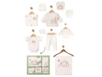 Toptan BABY ZUHU Kuzu Detay 10'lu Hastane Çıkışı Kız Bebek Zıbın Set - Toptan Çocuk Giyim Beniz Kids
