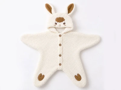 Toptan CAYZEN Kuzu Nakışlı Welsoft Peluş Bebek Tulum - Toptan Çocuk Giyim Beniz Kids