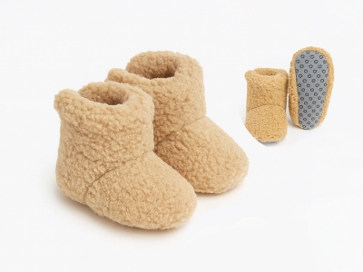Toptan MİNİSSA Kuzu Yünlü Welsoft Peluş Düz Unisex Panduf - Toptan Çocuk Giyim Beniz Kids