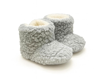 Toptan MİNİSSA Kuzu Yünlü Welsoft Peluş Düz Unisex Panduf Grey - Beniz Bebe