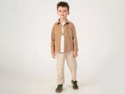 Toptan LESSOTTO L Armalı Cepli Ceketli Erkek Üçlü Takım  - Toptan Çocuk Giyim Beniz Kids